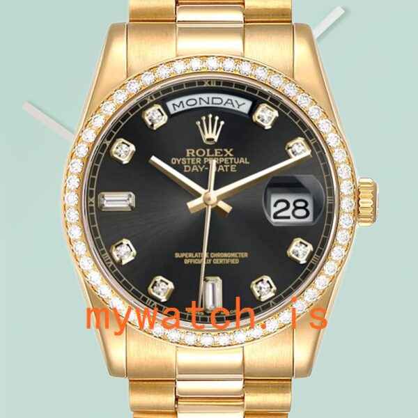 Rolex Day-Date M118348-0096 Mens 36mm Black Dial: A Timeless Masterpiece
