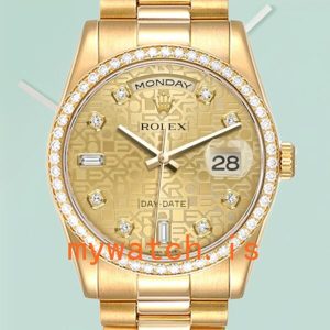 Rolex Day-Date M118348-0037 Mens 36mm Gold-tone Diamond Bezel: Genuine vs. Replica